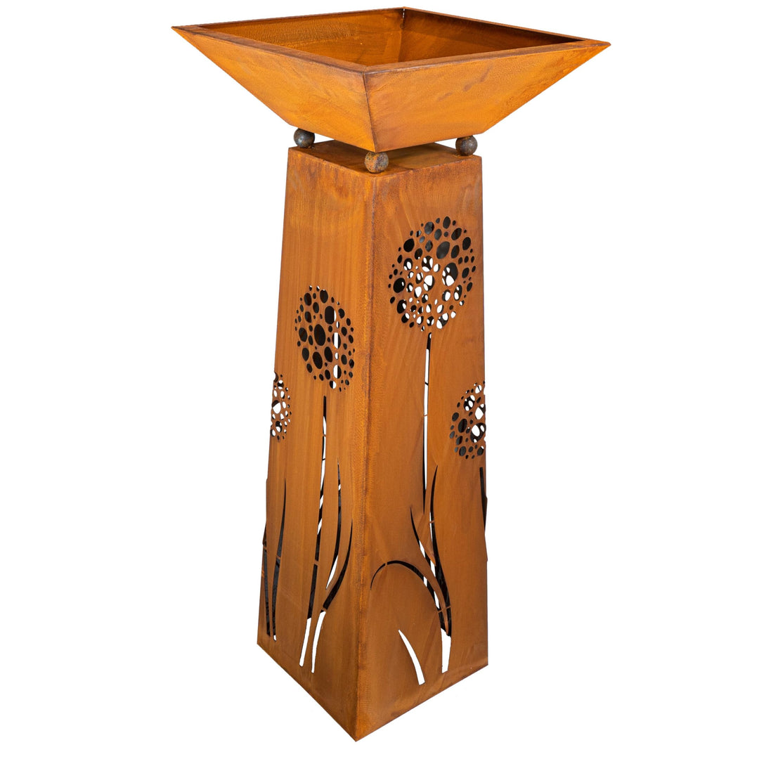 Rostikal Pflanzsäule Pusteblume 120 cm - inkl. Abnehmbarer Dekorative Pflanzschale - Hochwertige Gar