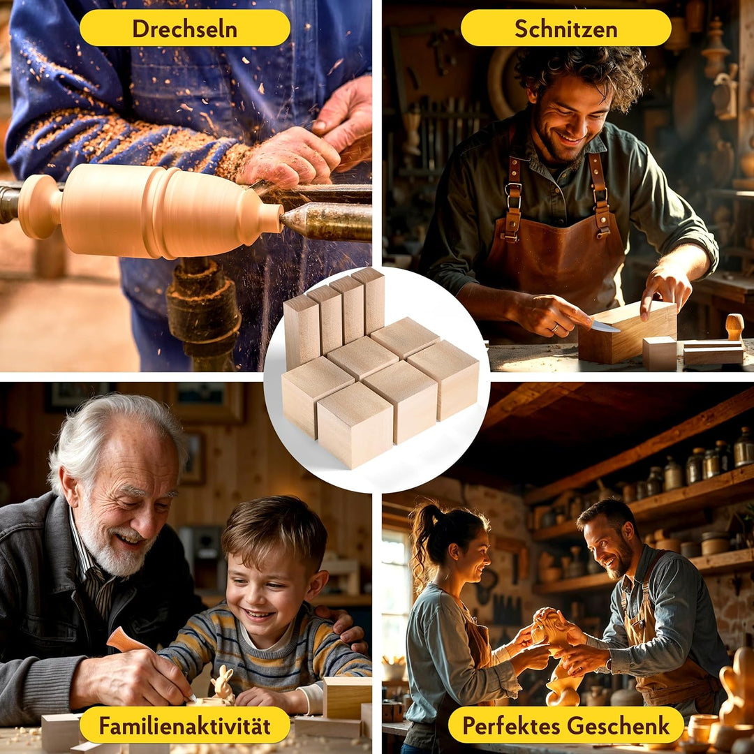 Eli® Schnitzholz Linde - mittleres Set Holzblock - welches Lindenholz zum Schnitzen oder drechseln -
