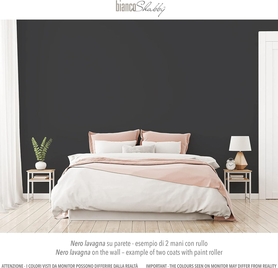 bianco Shabby® Nero Lavagna Kreidefarbe Wasserbasis für Alle Oberflächen einfach zu verarbeiten ohne