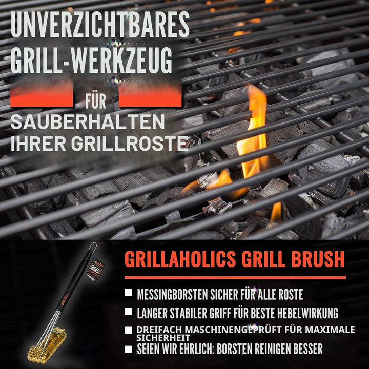 Grillaholics Essentials Grillbürste aus Messing, weichere Messingborsten, Drahtgrillbürste für siche
