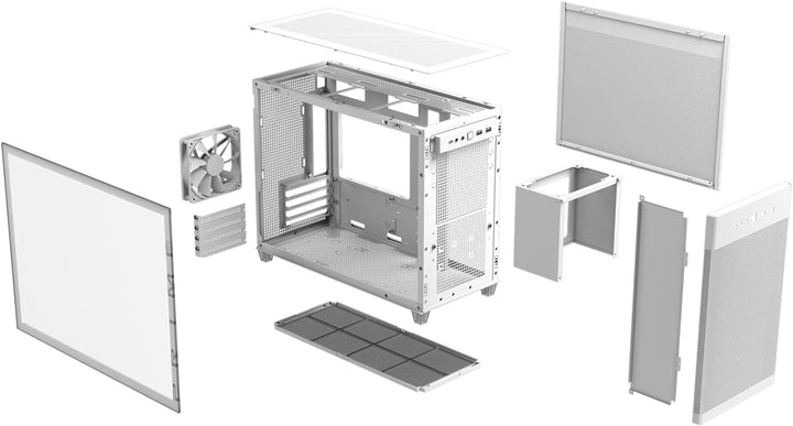 ASUS Prime AP201 Tempered Glass MicroATX Gehäuse weiss (33 Liter, unterstützt 360-mm-Kühler, Grafikk