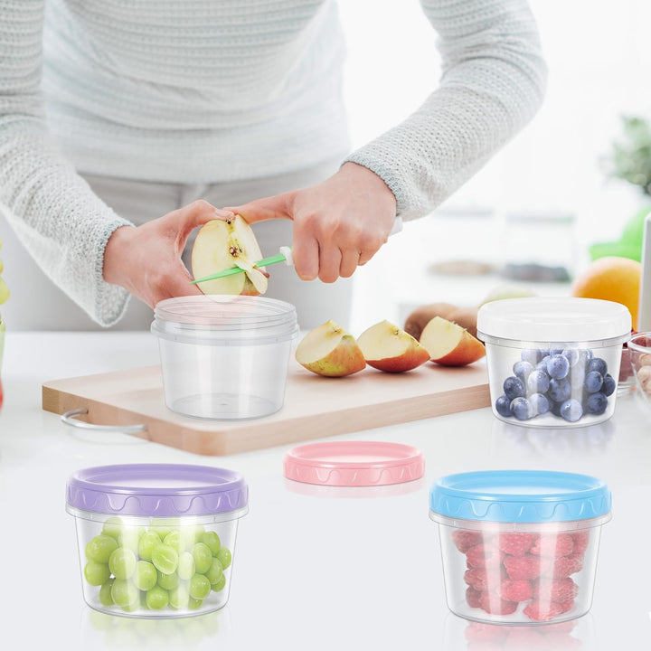 16-Pack Kleine Dosen mit Deckel Plastik, 450ML Wiederverwendbare Snackdose, Auslaufsichere Schraubve