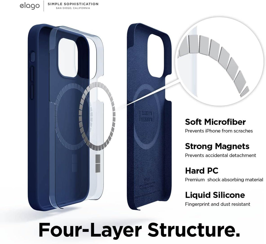 elago Magnetische Silikonhülle, kompatibel mit iPhone 12 und iPhone 12 Pro (6,1 Zoll), eingebaute Ma