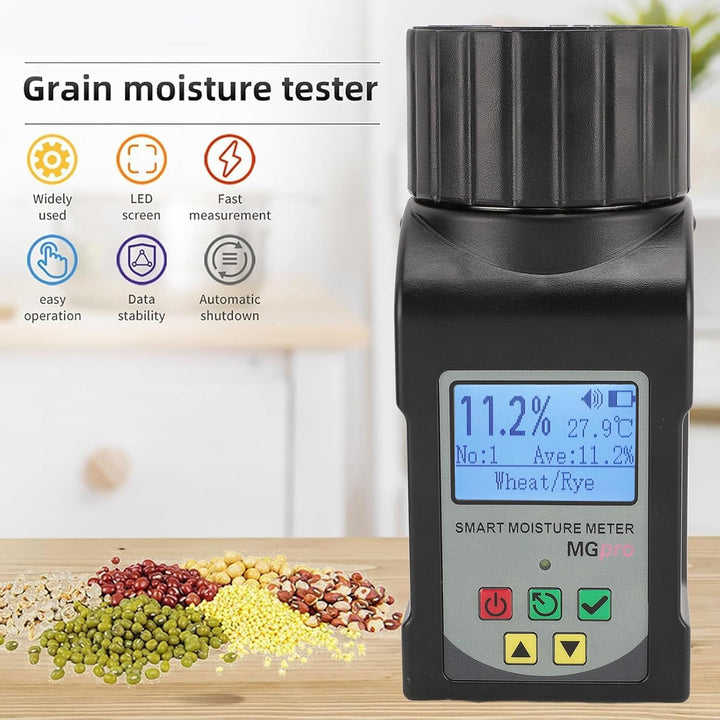 Tnfeeon Tragbarer Getreidetester mit LCD-Display, Mini-Tassen-Getreide-Feuchtigkeitsmesser für Kaffe