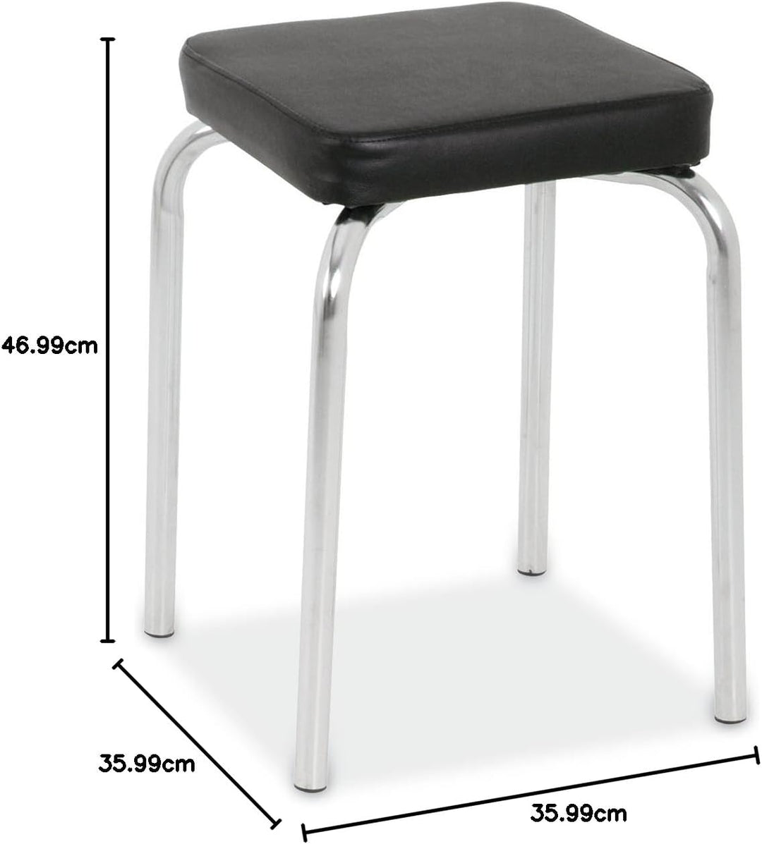 Sitzhocker Metallhocker Stapelhocker | Schwarz | Metall | Kunstleder