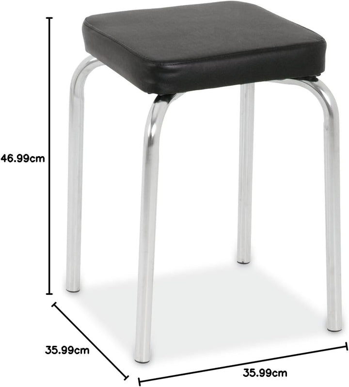 Sitzhocker Metallhocker Stapelhocker | Schwarz | Metall | Kunstleder