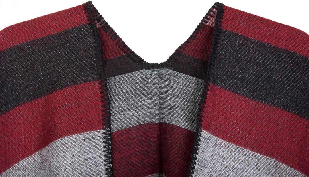 styleBREAKER Poncho mit Streifen Muster, Überwurf Cape, Wendeponcho, Damen 08010009, Farbe:, - Schwa