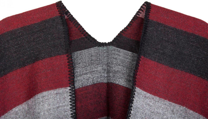 styleBREAKER Poncho mit Streifen Muster, Überwurf Cape, Wendeponcho, Damen 08010009, Farbe:, - Schwa