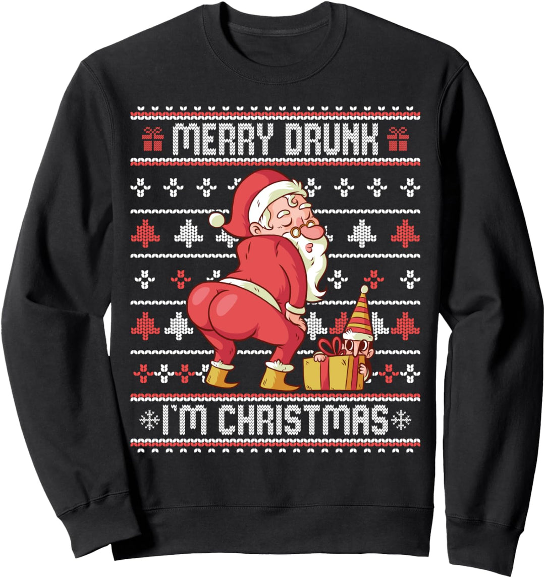 Merry Drunk I'm Christmas Ugly Sweater Twerking Santa Sweatshirt