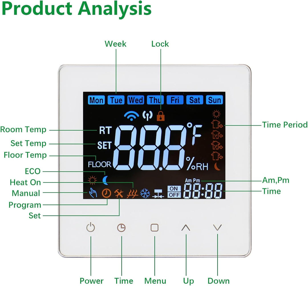 Wengart 24V Thermostat WG538,3A Thermostatsteuerung für den Innenbereich,wöchentliche Programmierung