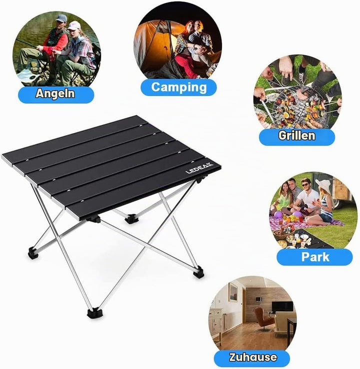 Ledeak Tragbar Klapptisch, Aluminium Campingtisch Ultra Leichte mit Tasche, Leicht zu tragen, klappb