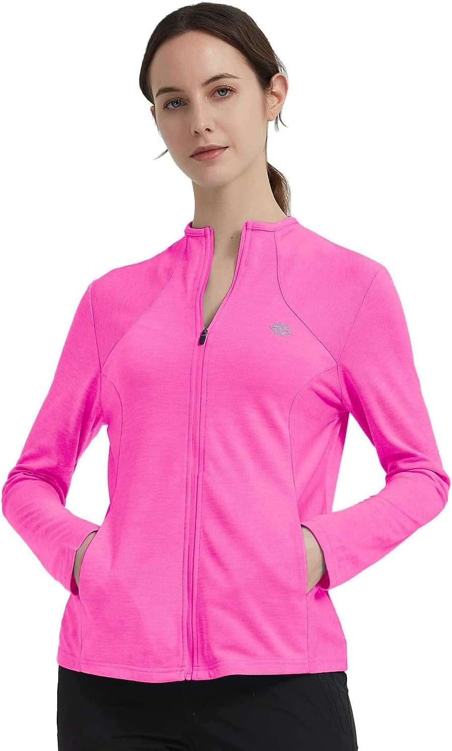 MoFiz Damen Laufjacke Leicht Sportjacke Trainingsjacke Langarm Fitness Wandern Yoga Jacke Atmungsakt