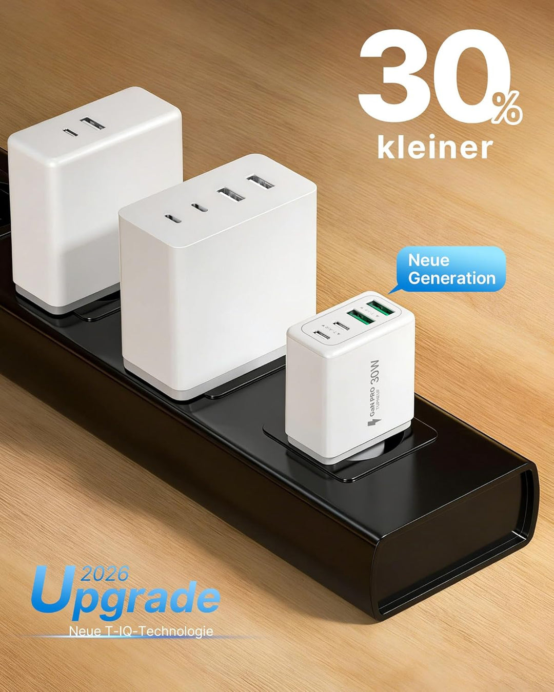 [2er-Pack] 60W USB C Ladegerät 4-Port (Schwarz & Weiss), 30W PD Mehrfach Netzteil Schnellladegerät f