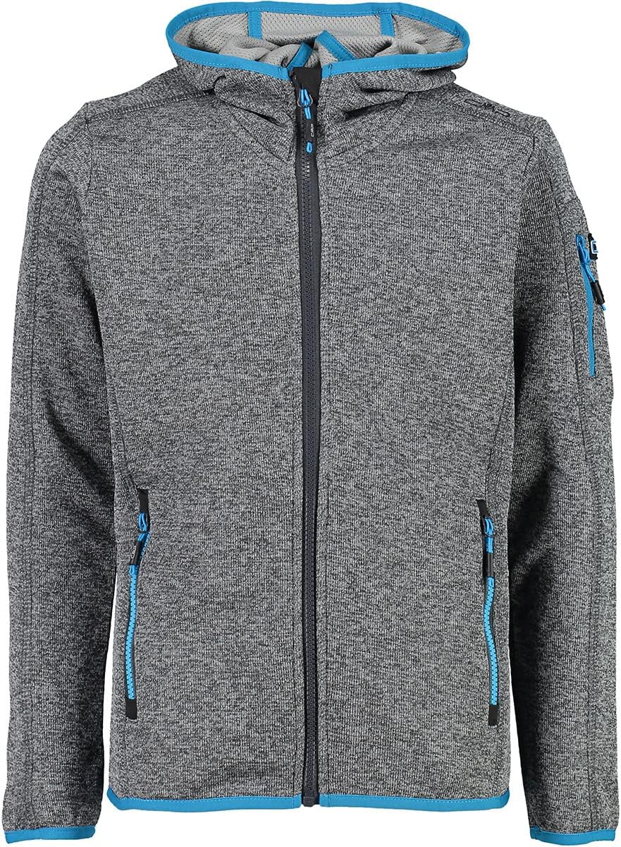CMP Jungen Kinder-knit-tech-jacke mit Fester Kapuze KID JACKET FIX HOOD 140 Anthrazit-Zement, 140 An