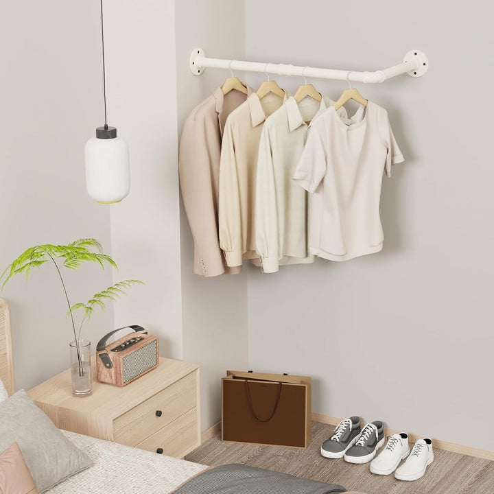 YheenLf Garderobenstange Wand L Form, Kleiderstange Industrial, Platzsparenders Kleiderständer für d