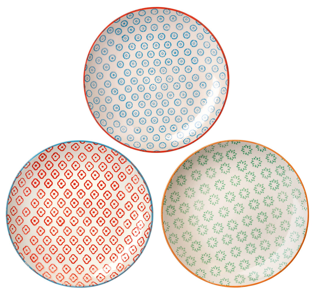 Bloomingville Teller Emma Retro Dessertteller Frühstücksteller Vintage Kuchenteller rund ø 20 cm, bl