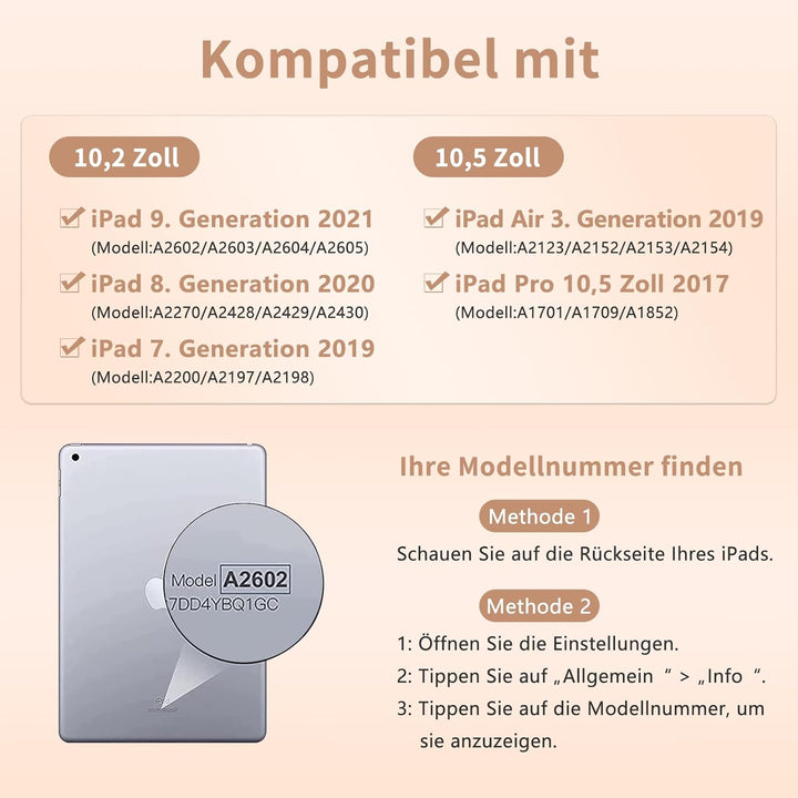 TQQ Tastatur Hülle für iPad 10.2 Zoll (9/8/7 Generation), für iPad Air 3rd und Pro 10.5, Wiederaufla