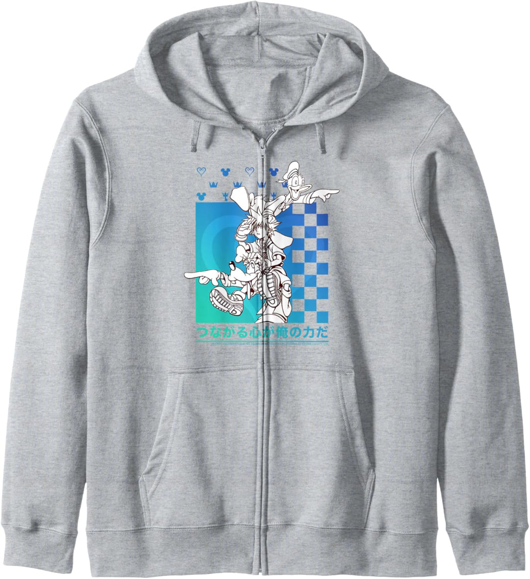 Disney Kingdom Hearts Sora Donald Goofy Kanji Checkerboard Kapuzenjacke