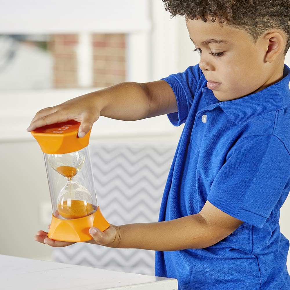 Learning Resources Jumbo-Sanduhr, 5-Minuten-Sanduhr mit gummierten weichen Endkappen, für ruhige Pau