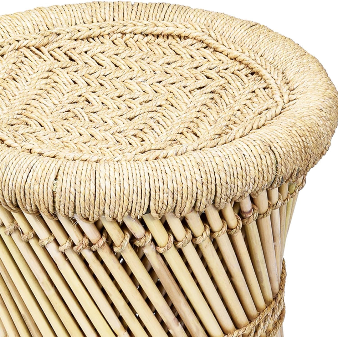 Marrakesch Hocker Beistelltisch aus Bambus Benita ø 36 cm | Ideal im Garten Terrasse und Balkon Beis
