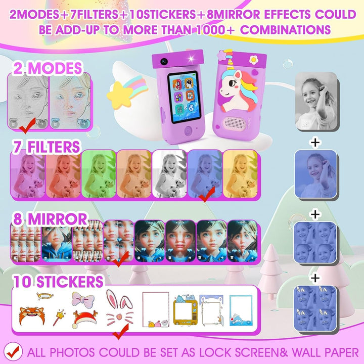 ARNSSIEN Kinderkamera,Kinder Handy Smartphone,2.8&
