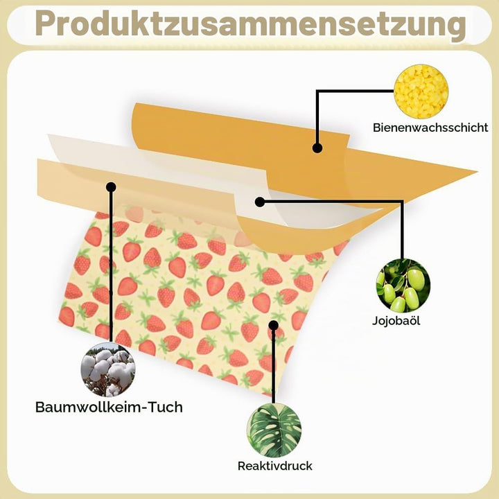 1 Rolle Bienenwachstücher, Wachspapier für Lebensmittel, Wiederverwendbare Bienenwachstücher zum Ein