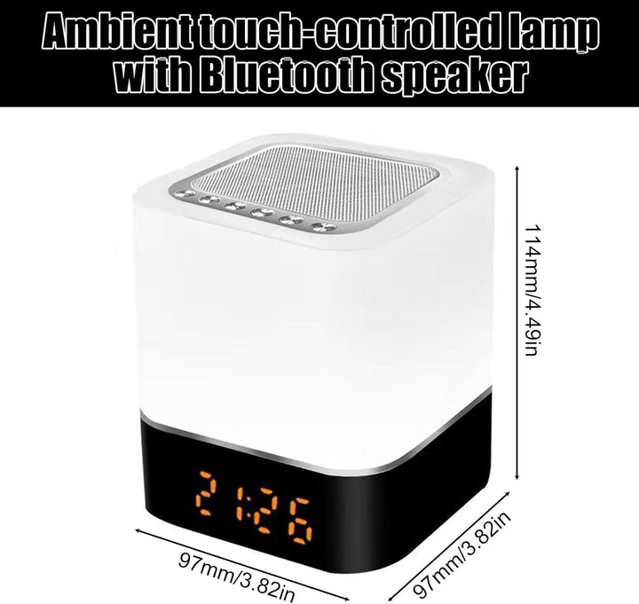 Bluetooth Lautsprecher Wecker: Bluetooth Lautsprecher mit Uhr, Wecker und LED Nachttischlampe, Touch
