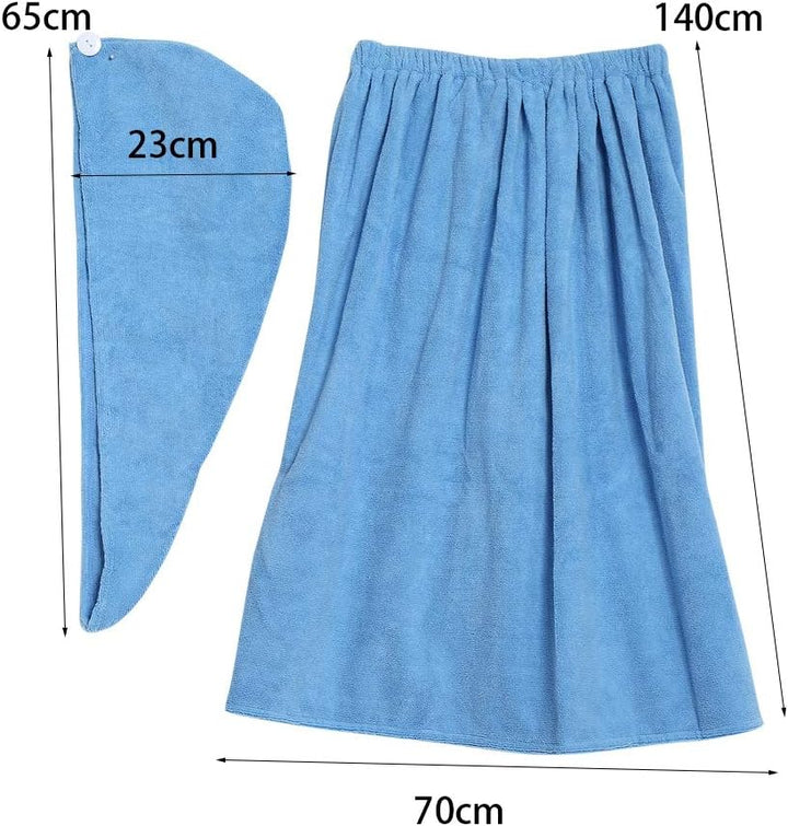 Womens Spa Wrap Cotton Spa Duschbad und Turnhandtuch mit Druckknöpfen, Damenhandtuch Wrap Hair Turba