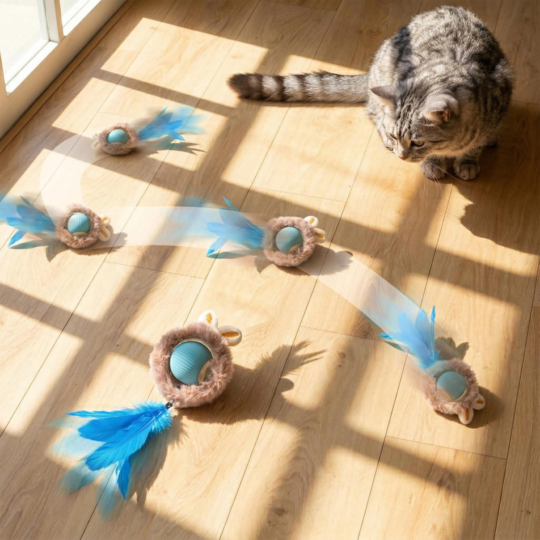Interaktives Katzenspielzeug für Wohnungskatzen, automatischer beweglicher Ball mit Versteckspiel-Fu