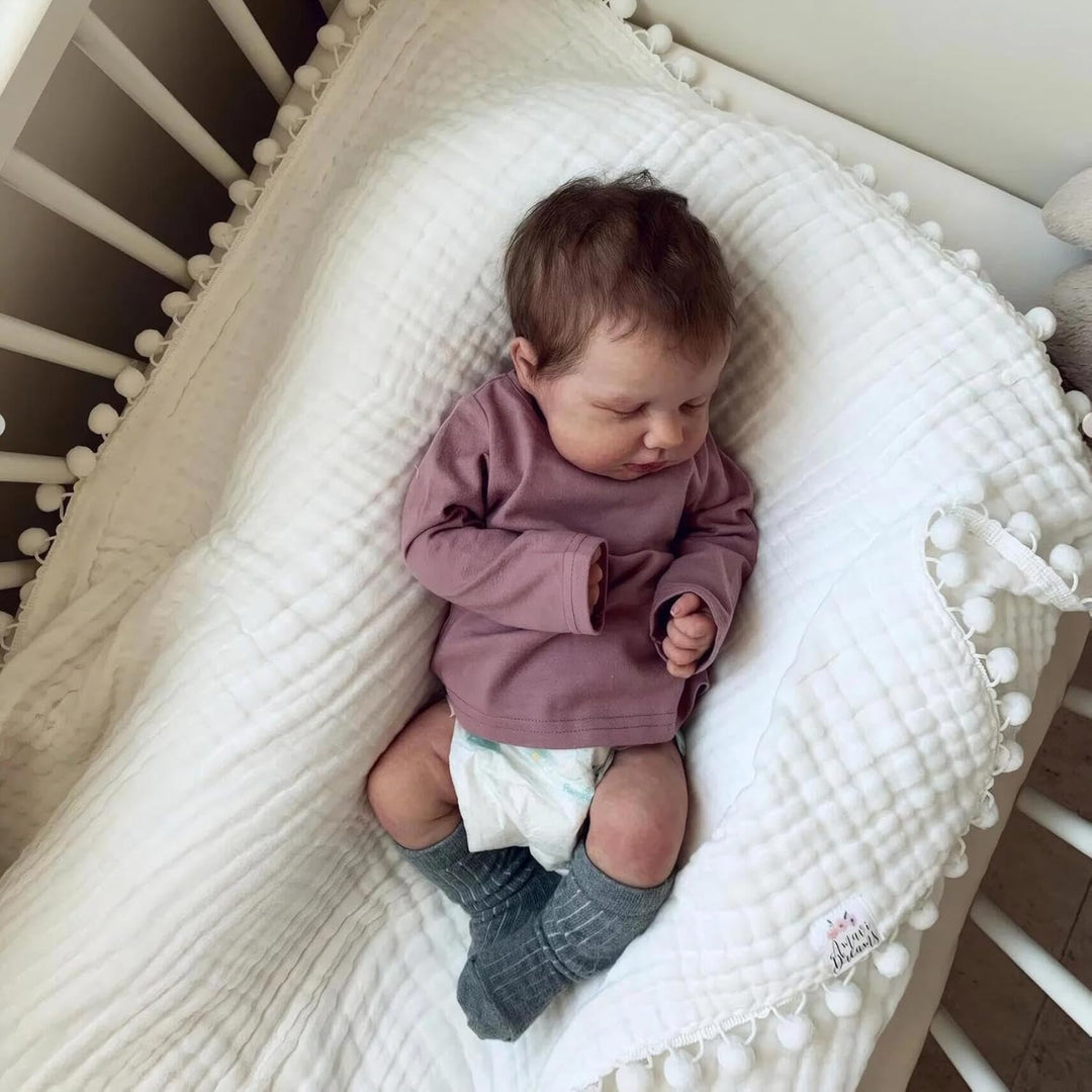 Zero pam Reborn Baby Vollsilikon Lebensecht Junge, 50CM Reborn Baby Junge Silikon Puppe Mit Haaren,