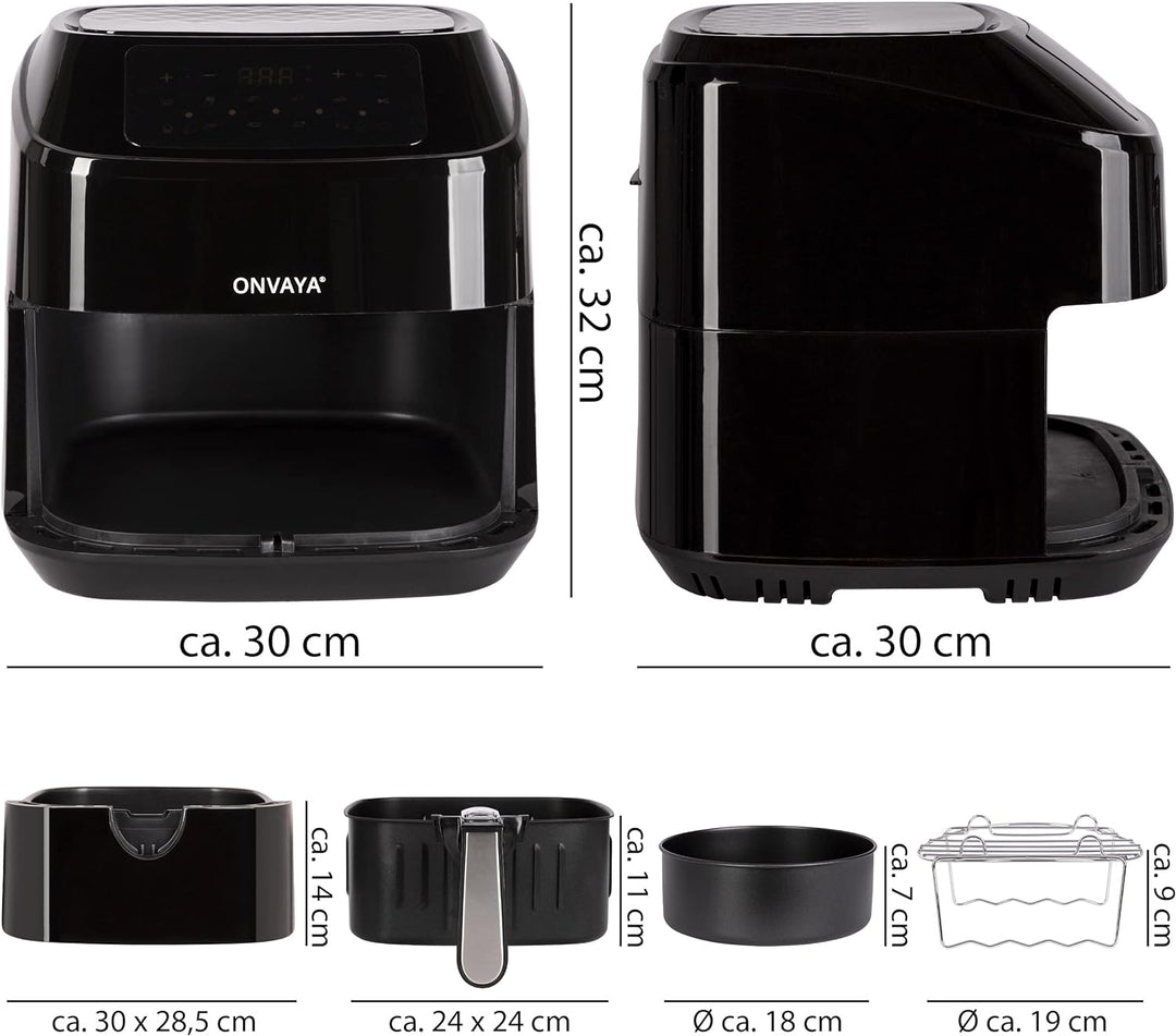 ONVAYA® Heissluftfritteuse | Airfryer XXL | Fritteuse ohne Öl & Fett | für 5-6 Personen | mit LED-Di