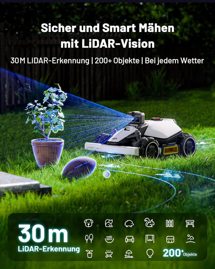 MAMMOTION LUBA mini AWD LiDAR Mähroboter ohne Begrenzungskabel Mit 3D LiDAR + Vision, Ohne RTK-Anten