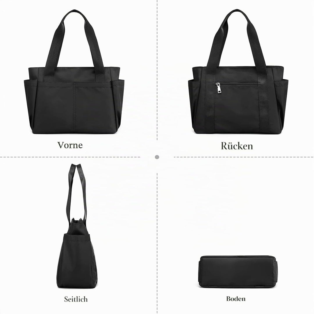 PORRASSO Schultertasche Nylon Handtasche Damen Hobotasche Tote Shopper Henkeltasche für Schule Reise