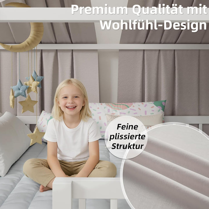 Hausbett Himmel in 5 Farben, 2er Set Betthimmel Hausbett aus weichem Baumwollstoff, Stoffhimmel für
