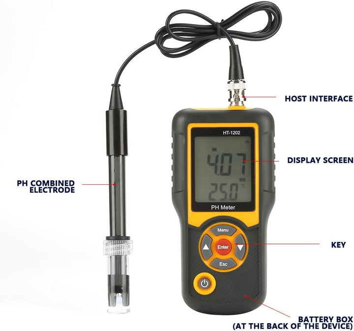 Tragbarer Wasserqualitätstester, Premium pH/mV/Temperaturprüfer, grosses LCD-Display, Wasserqualität