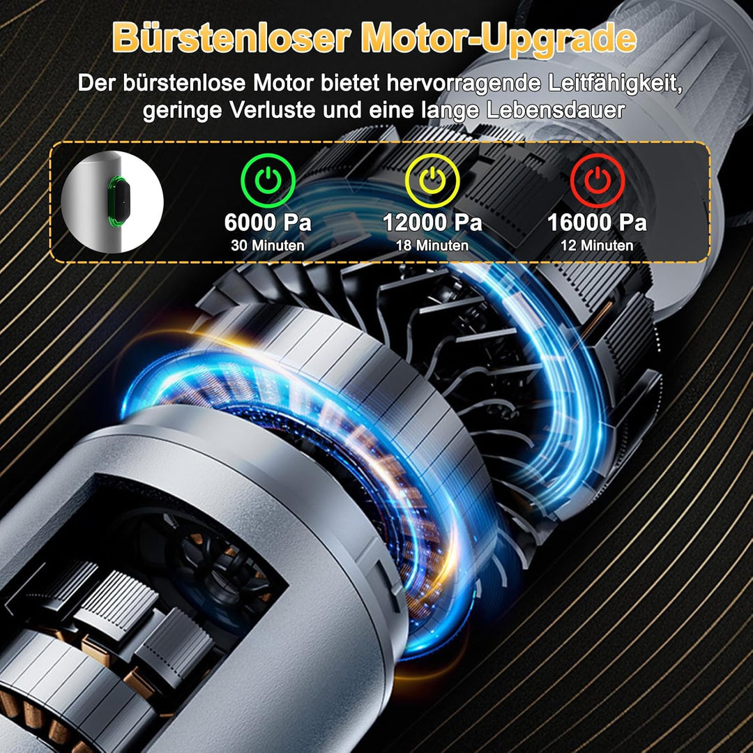 GuKKK 4-in-1 Akku-Handstaubsauger, 16000 Pa Mini-Staubsauger, kabellos, tragbar, mit 2 Filtern, bürs