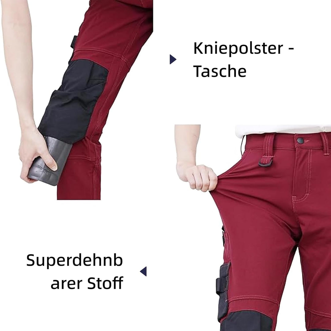WORK IDEA Damen Slim-Fit Stretch Arbeitshose mit Cordura-Kniepolstern: Strapazierfähige Eleganz für