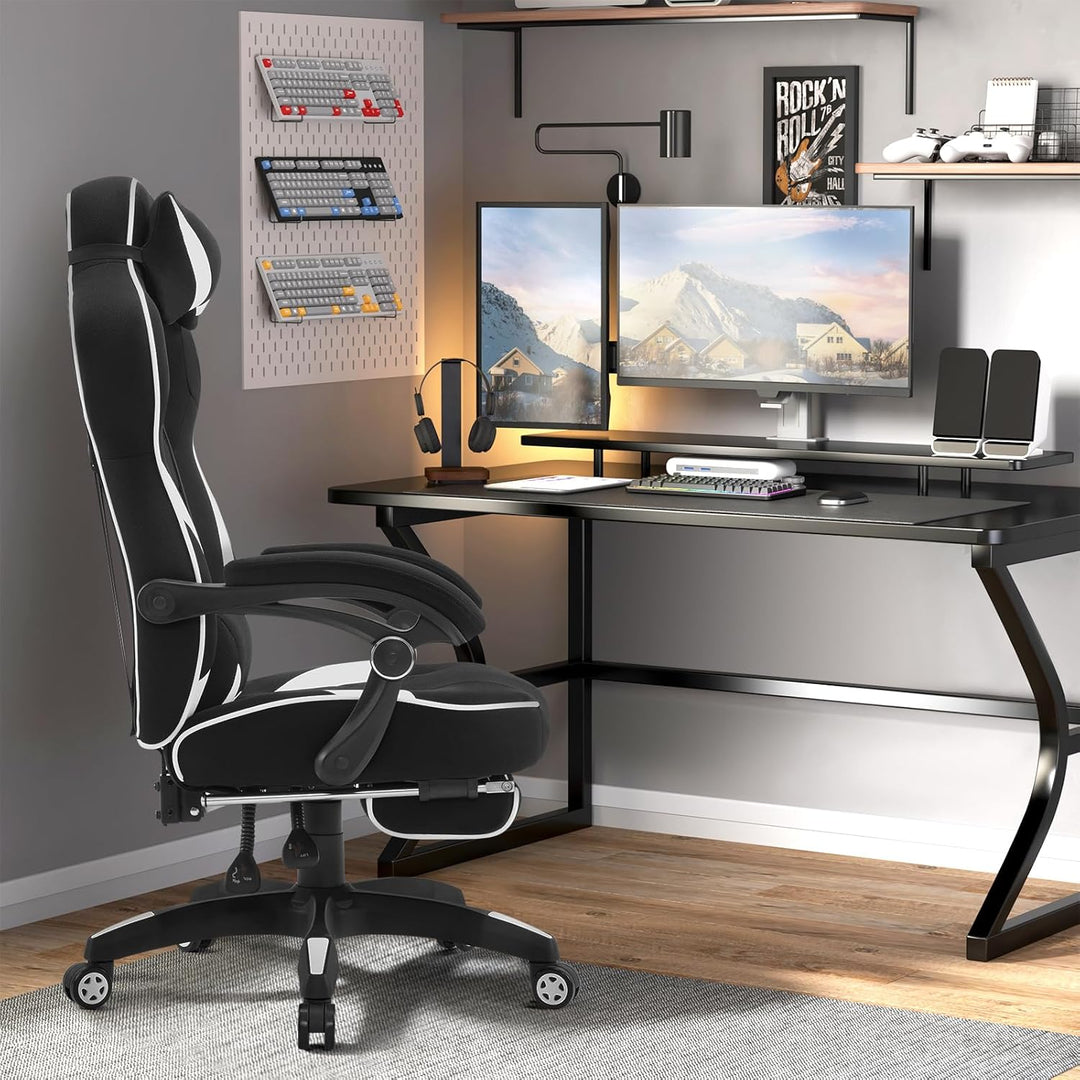WOLTU Gaming Stuhl Racing Stuhl Bürostuhl Chefsessel Schreibtischstuhl Sportsitz mit Kopfstütze und