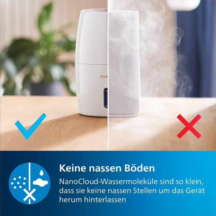Philips Series 2000 Luftbefeuchter – für Räume bis 32 m², NanoCloud-Technologie, 3 Geschwindigkeitss