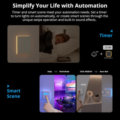 SONOFF T5 3 Gang WiFi Smart Touch Lichtschalter, 2 Wege Wireless Wandlichtschalter, Full Touch, LED,