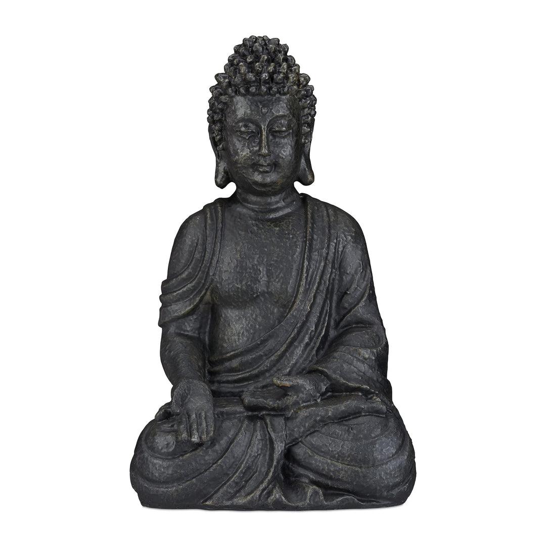 Relaxdays Buddha Figur sitzend, 40 cm hoch, Feng Shui Deko, wetterfest & frostsicher, grosse Garten