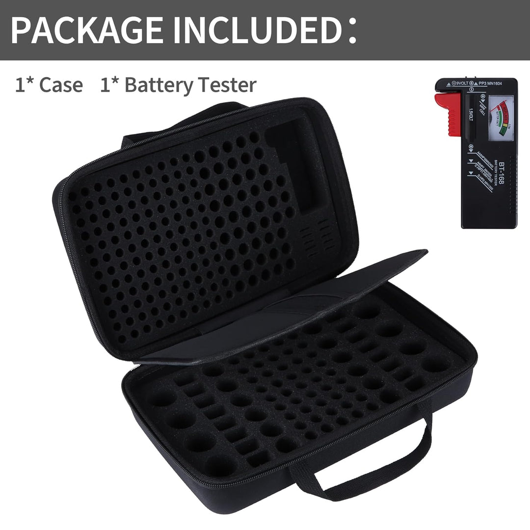 Peyyargo Hart Batterie Organizer Aufbewahrungsbox kompatibel mit 259 Batterien AA AAA C D 9V (Batter