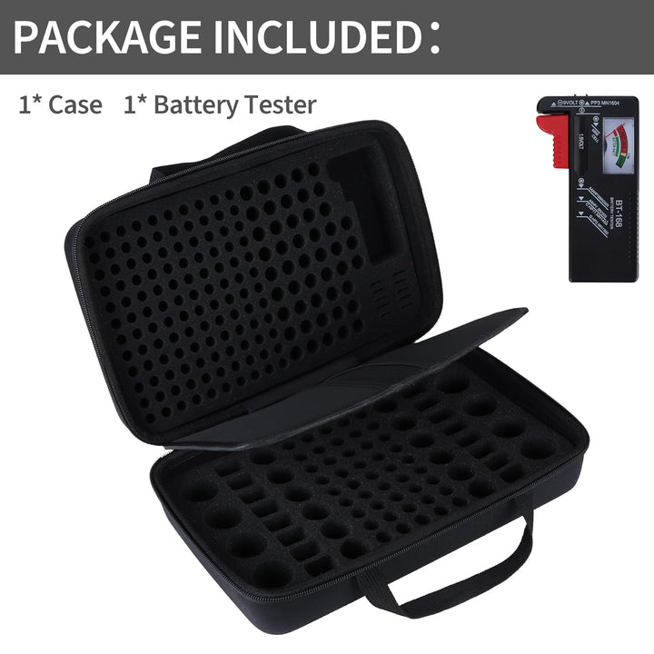Peyyargo Hart Batterie Organizer Aufbewahrungsbox kompatibel mit 259 Batterien AA AAA C D 9V (Batter