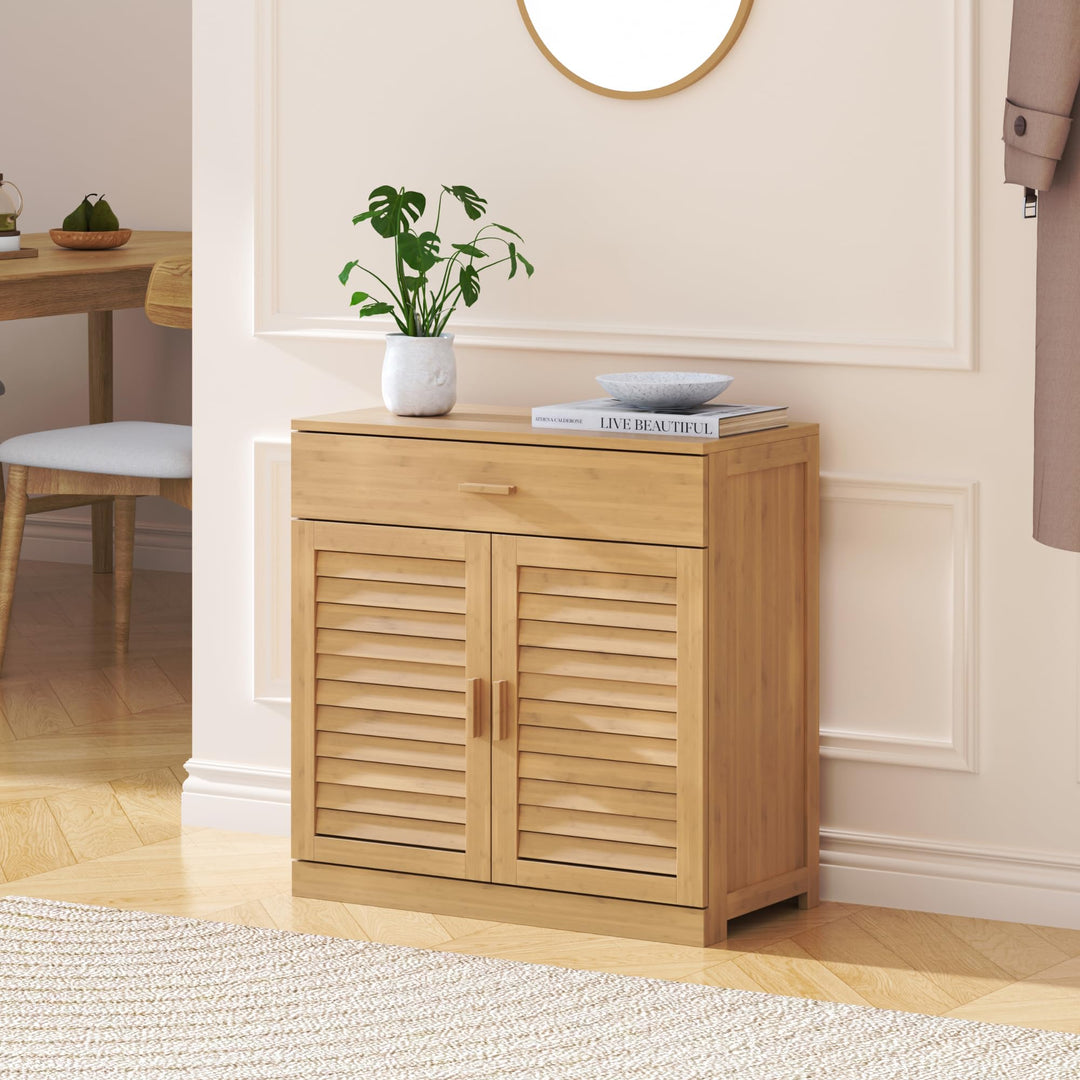 [en.casa] Schuhschrank Aarela mit 2 Türen Schrank schmal mit Schublade Flurschrank 3 Ebenen Schuhkom