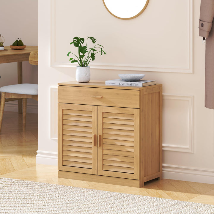 [en.casa] Schuhschrank Aarela mit 2 Türen Schrank schmal mit Schublade Flurschrank 3 Ebenen Schuhkom