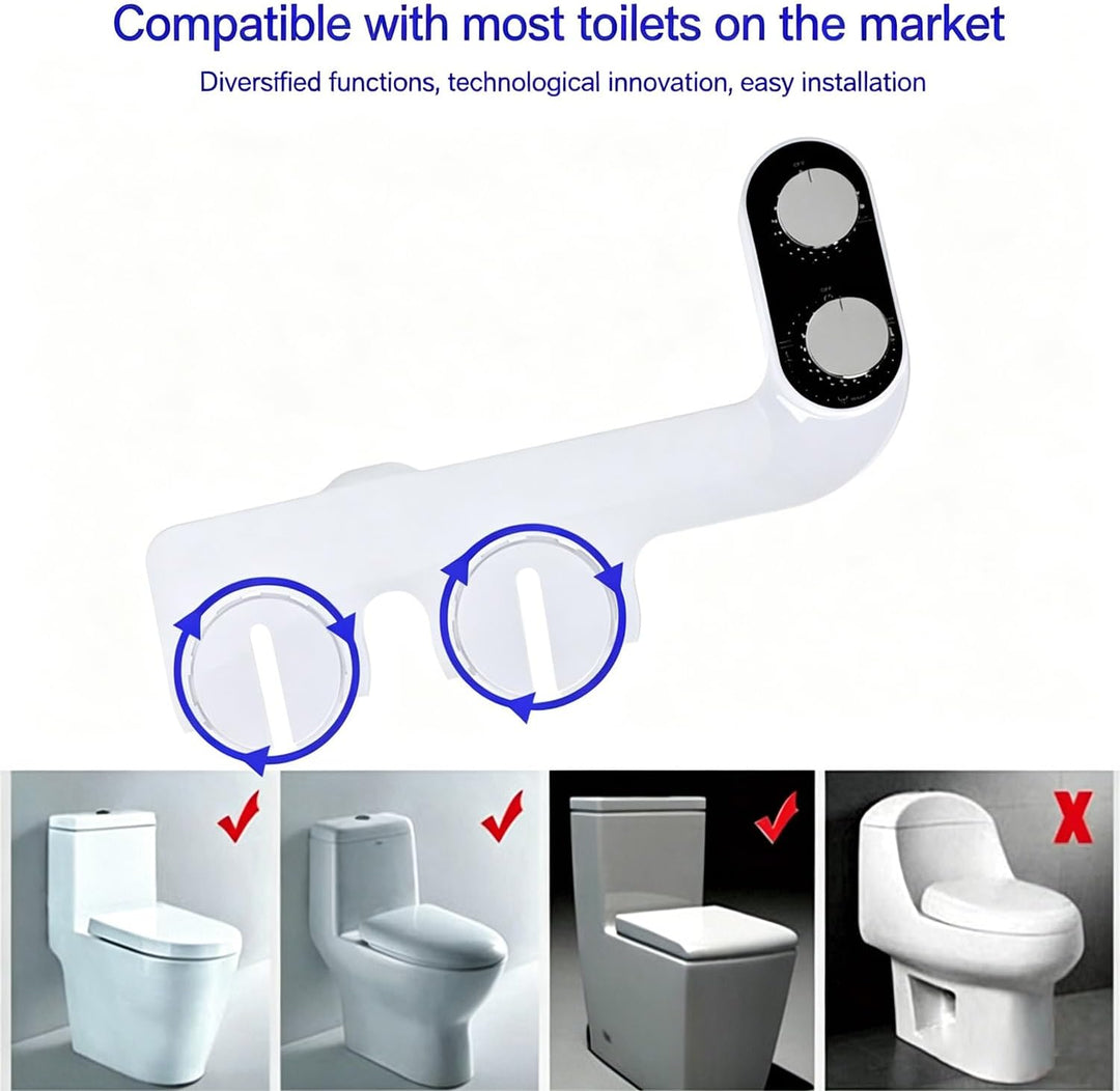 Bidet Aufsatz für Toilette, Bidet-Toilettenaufsatz, Einhand-Duscharmatur mit Zwei Strahldüsen, Einst