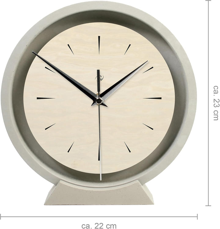 Runde Tischuhr aus Beton im Industrial Design – leise Standuhr ohne Ticken in minimalistischem Desig