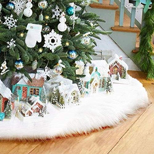 Queta Baumdecke Weihnachtsbaum Rock Rund Weiss Weihnachtsdecke, runder Christbaumdecke Plüsch-Weihna