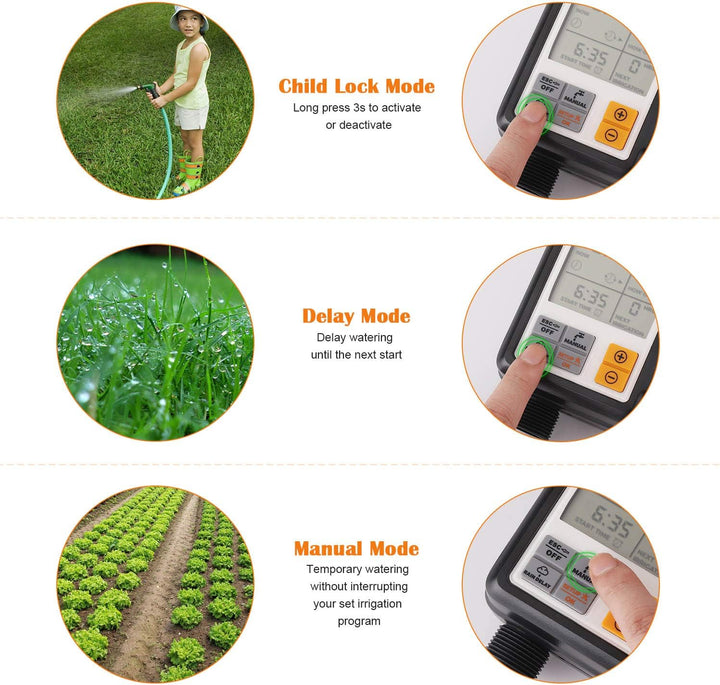 Johgee Garden Bewässerungscomputer IPX5 Bewässerungsuhr Automatisch Wasser Timer Easy Control die Be