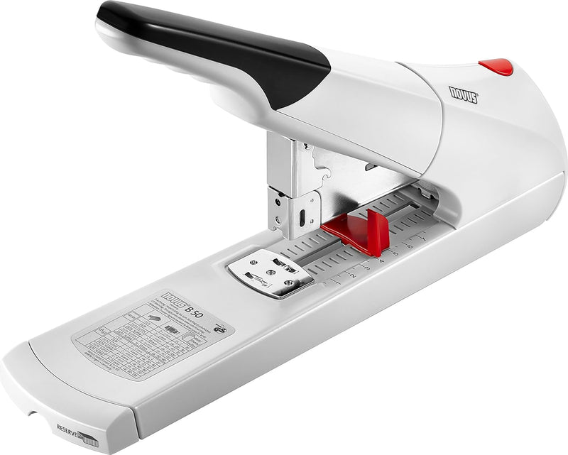 Novus B 50 Blockheftgerät (Bürohefter mit variabler Einlegetiefe bis 75 mm, 140 Blatt, Antiblockiers